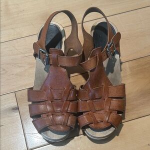 Swedish Hasbeens Fisherman Sandal Clog in Brown